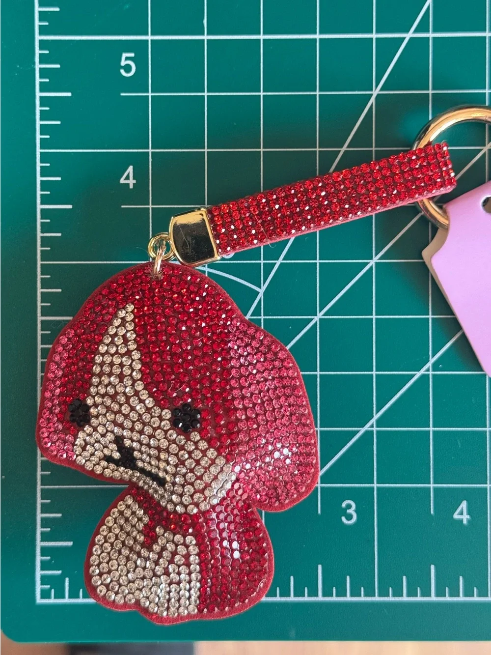 NWT Mint Rhinestone Puppy Dog Keychain Bag Charm Tan